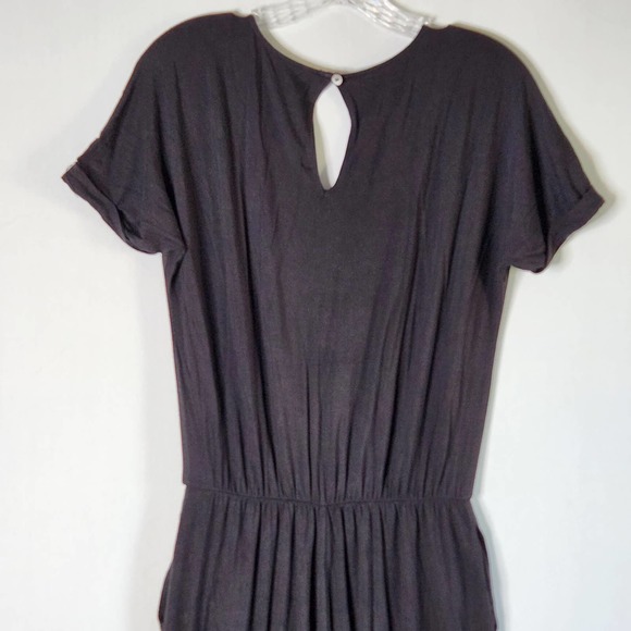 Michael Stars Black Jersey Jumpsuit XS Short Sleeves V Neck Cuffed Elastic Waist - Picture 7 of 9